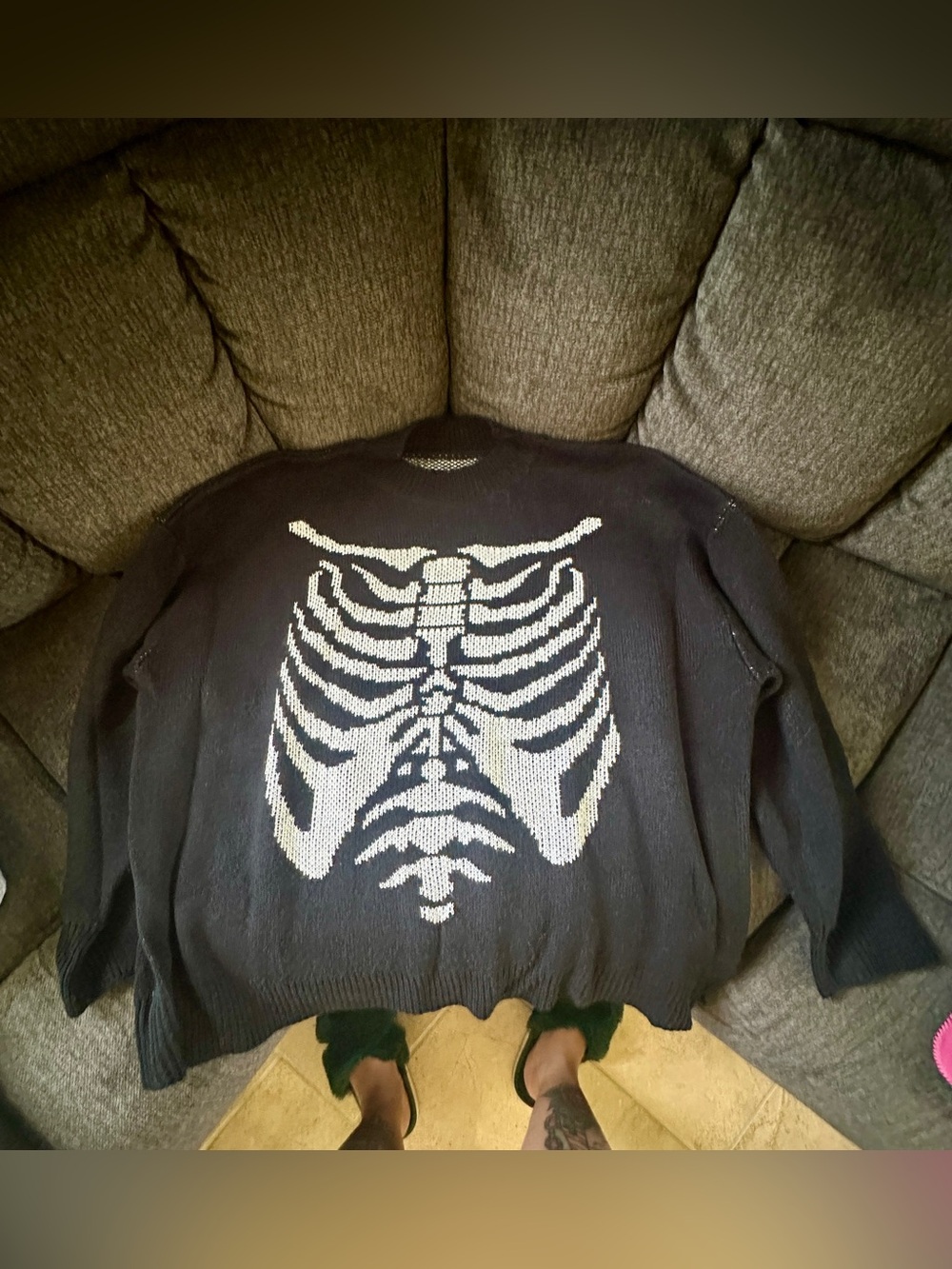 Romwe Baggy Skeleton Ribcage Sweater